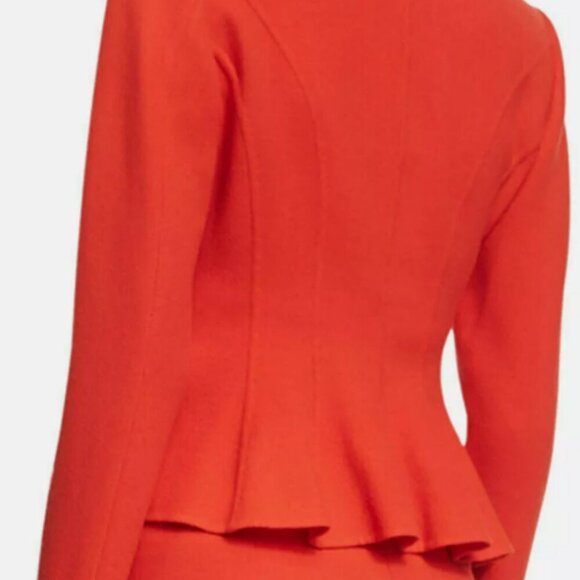 Stunning Oscar de la Renta Red Long-Sleeve Jacket  two-way zip front Blazer SZ 4 - Picture 4 of 13